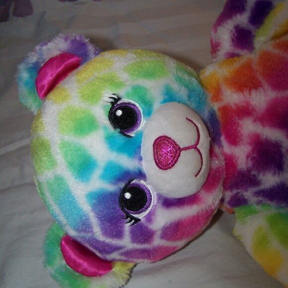 Build a Bear Workshop Rainbow Spots Leopard 16" Glitter Nose Silky Paws Ears BAB - Picture 4 of 11